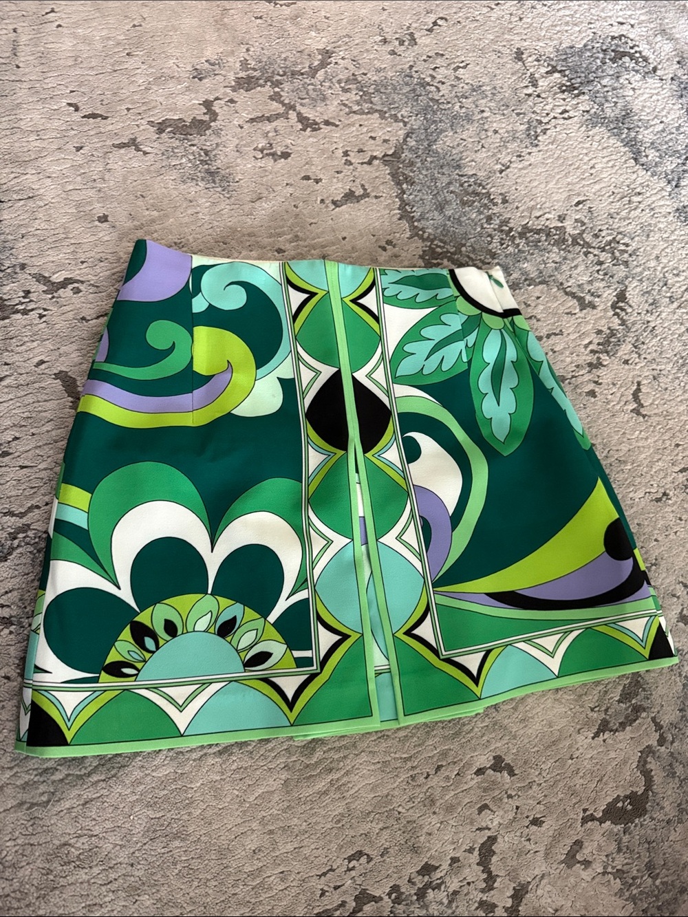 Zara Multi-Green Printed Mini Skirt